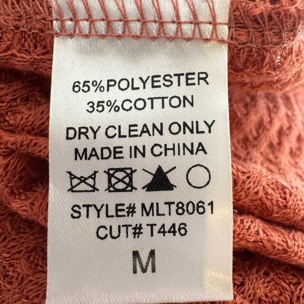 LA MIEL Rust Orange Waffle Knit Top | Size Medium - Picture 4 of 6